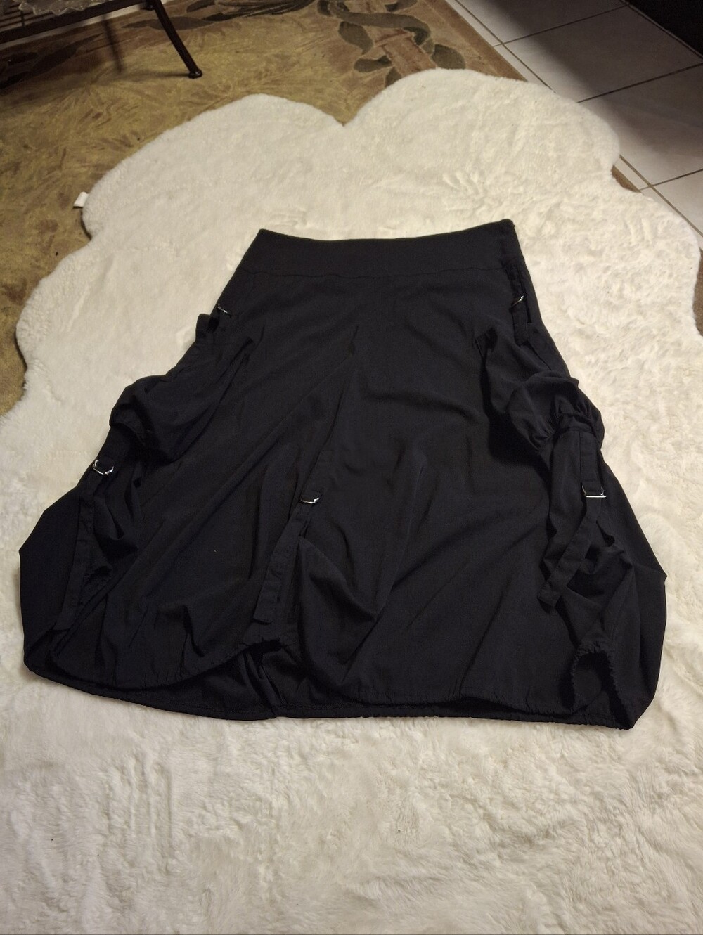 Alison Sheri Black Gothic Utility Skirt D-Ring Pocket Stretch Women Size X-Large - Picture 11 of 16